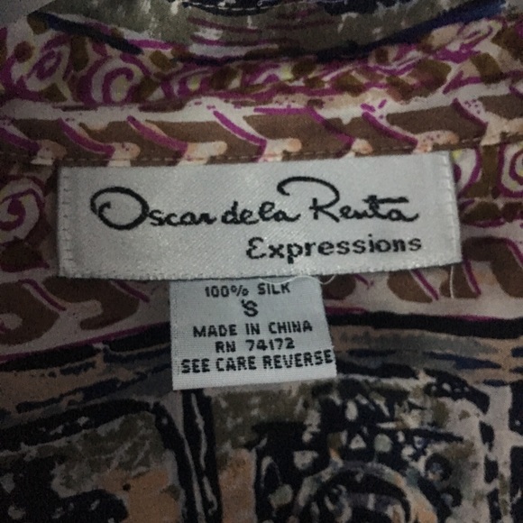 OSCAR DE LA RENTA Men’s Patterned Silk Shirt - Picture 8 of 8